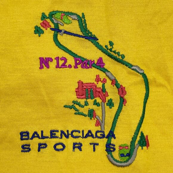 🔴 BALENCIAGA Embroidered Long Sleeve Polo Shirt - Yellow - Picture 4 of 5